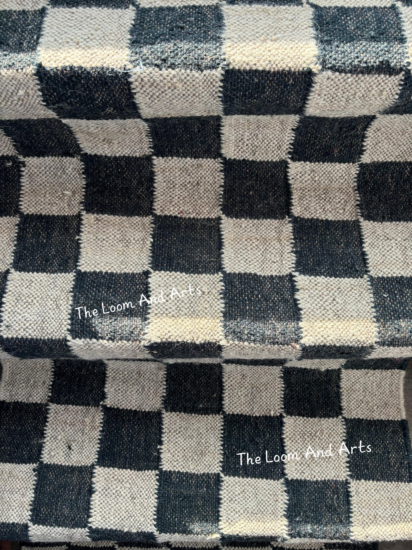 Black And White Jute Stair Runner, Modern Stair Runner, Floral Stair Rug