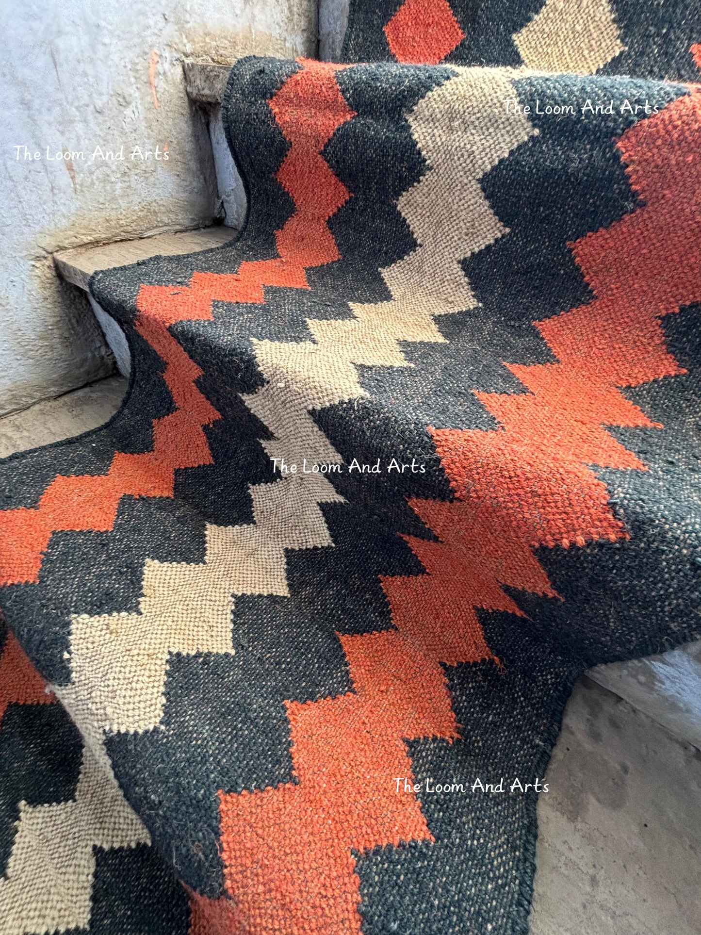 Tribal Jute Stair Runner, Staircase Runner Rug, Wool Jute Stair Runner