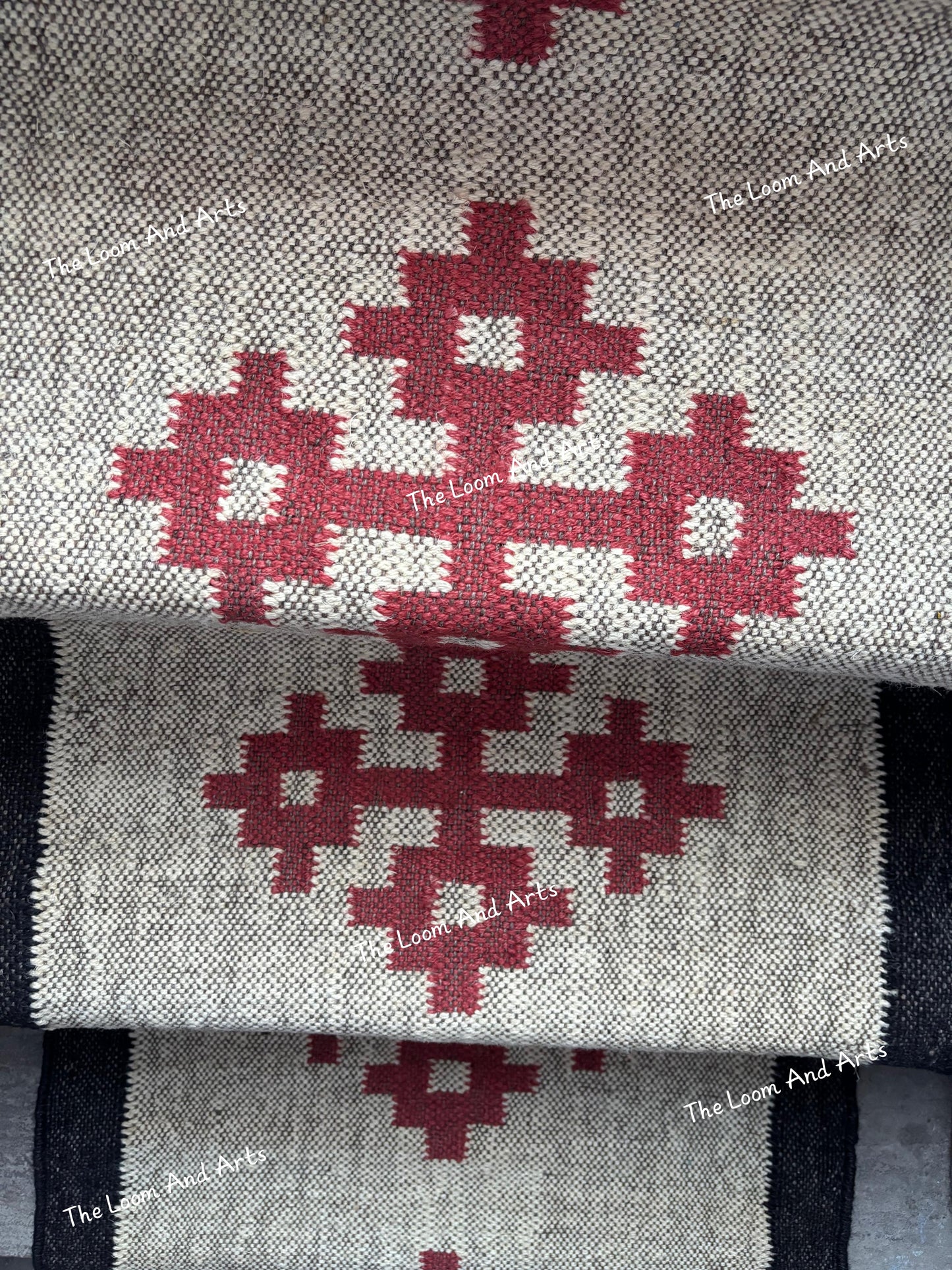 Red Jute Stair Runner, Staircase Runner Rug, Floral Stair Runner