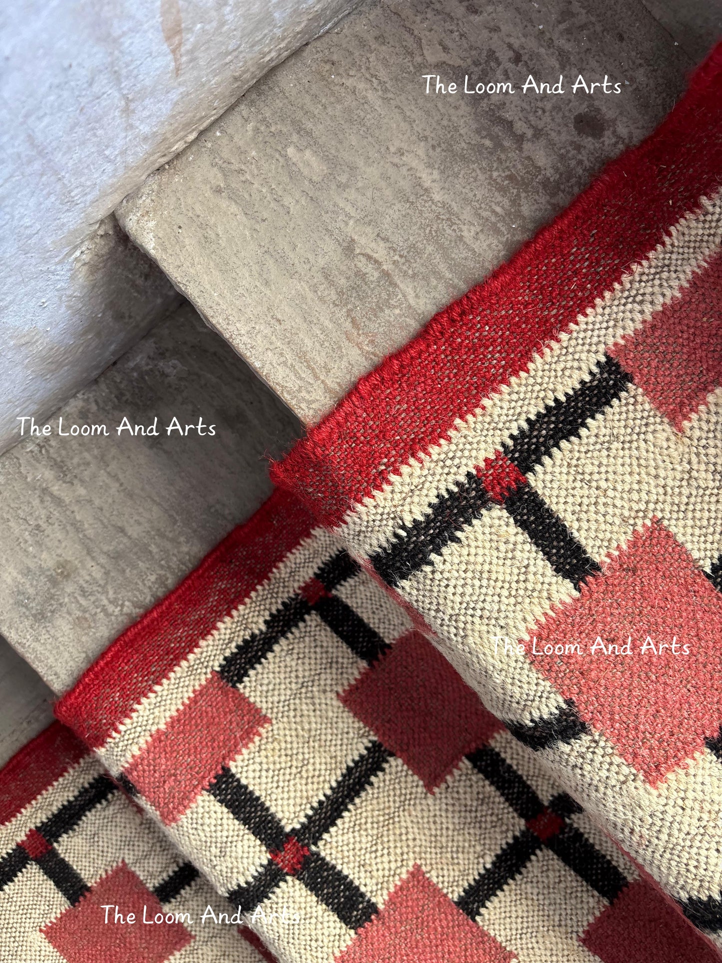 Red Jute Stair Runner, Staircase Runner Rug, Tribal Stair Runner