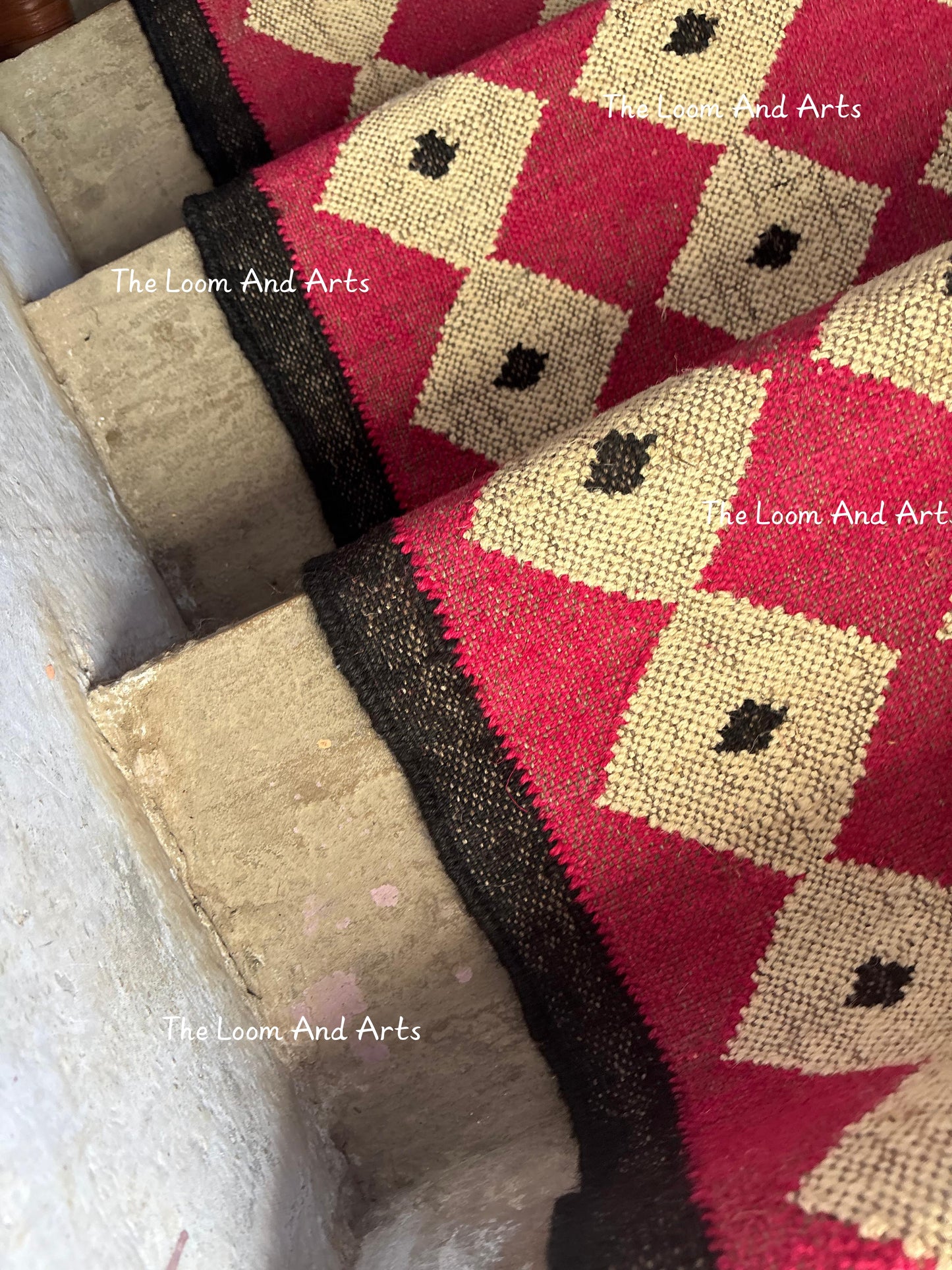 Pink Jute Stair Runner, Staircase Runner Rug, Floral Pink Stair Runner
