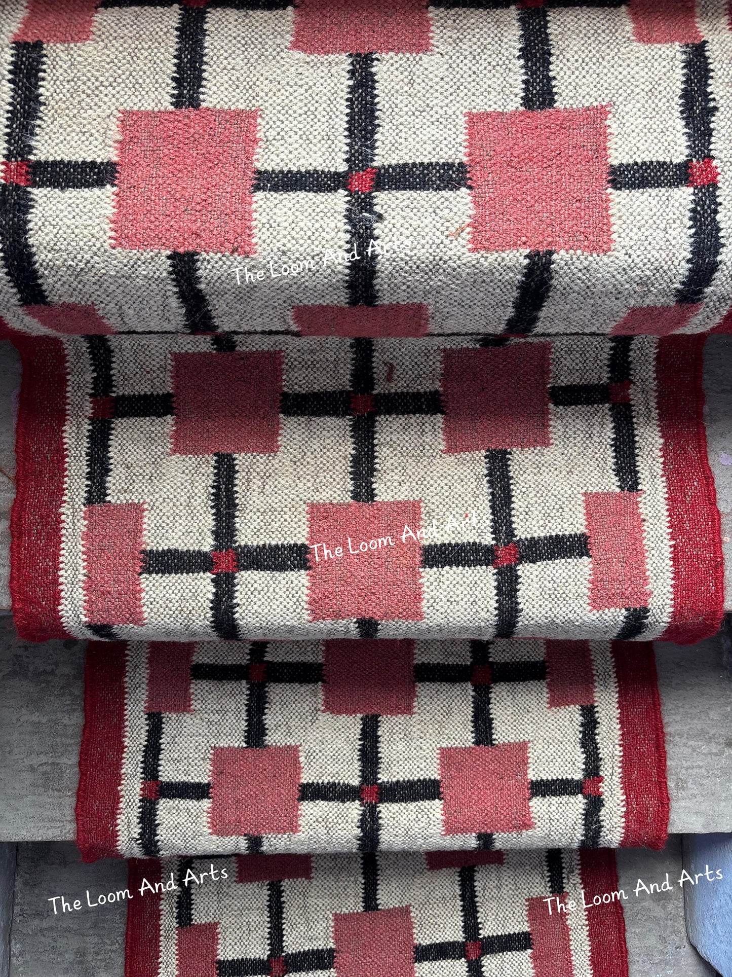 Red Jute Stair Runner, Staircase Runner Rug, Tribal Stair Runner