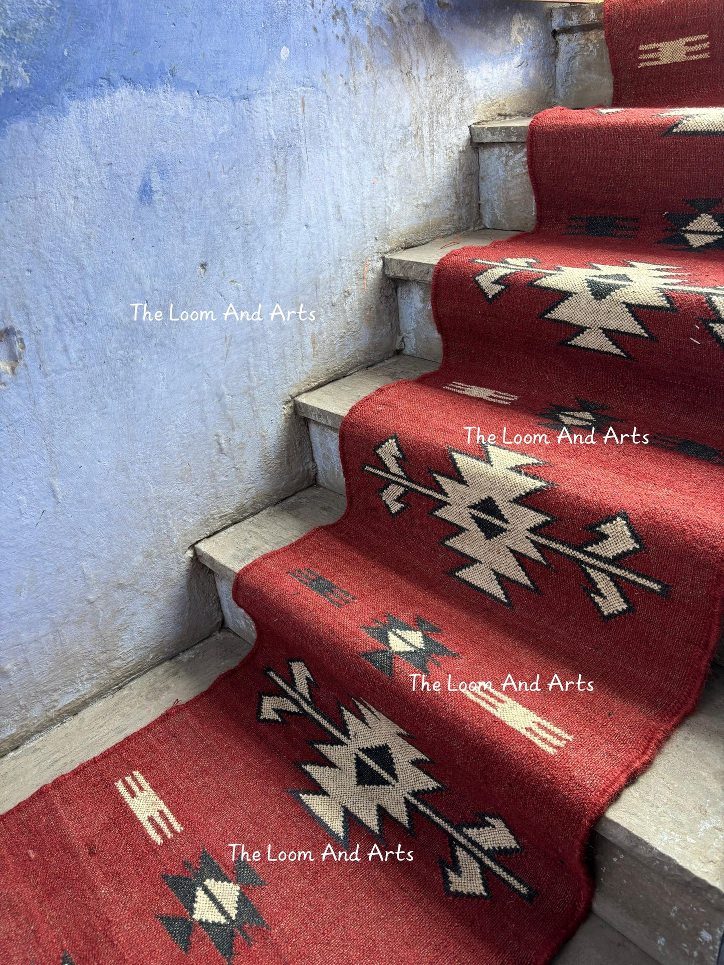 Jute Stair Runner, Staircase Runner Rug, Tribal Stair Runner