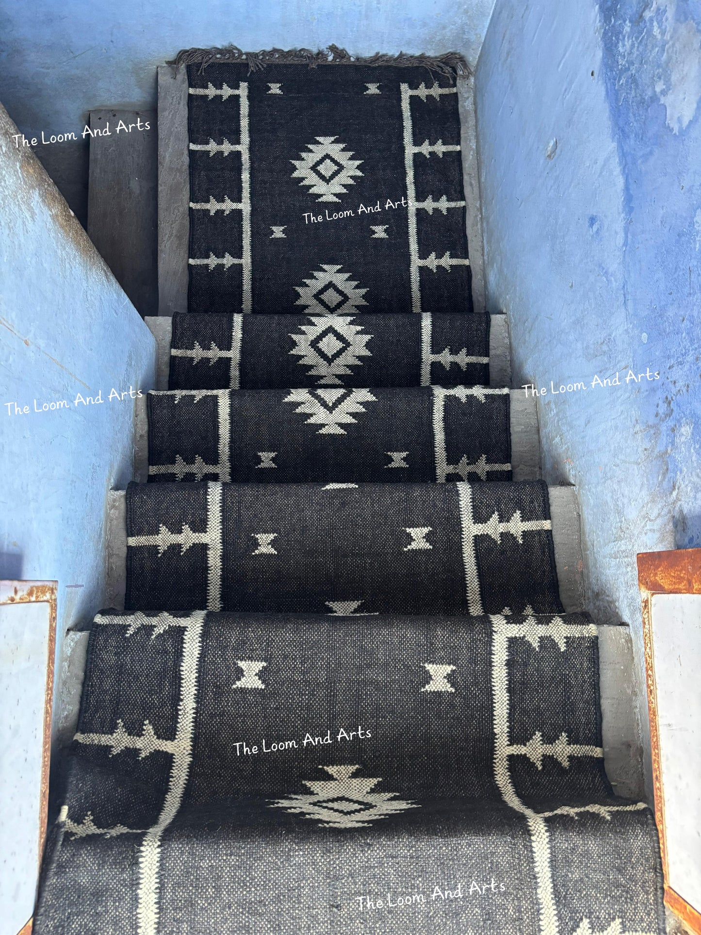 Jute Stair Runner, Staircase Runner Rug, Floral Stair Runner
