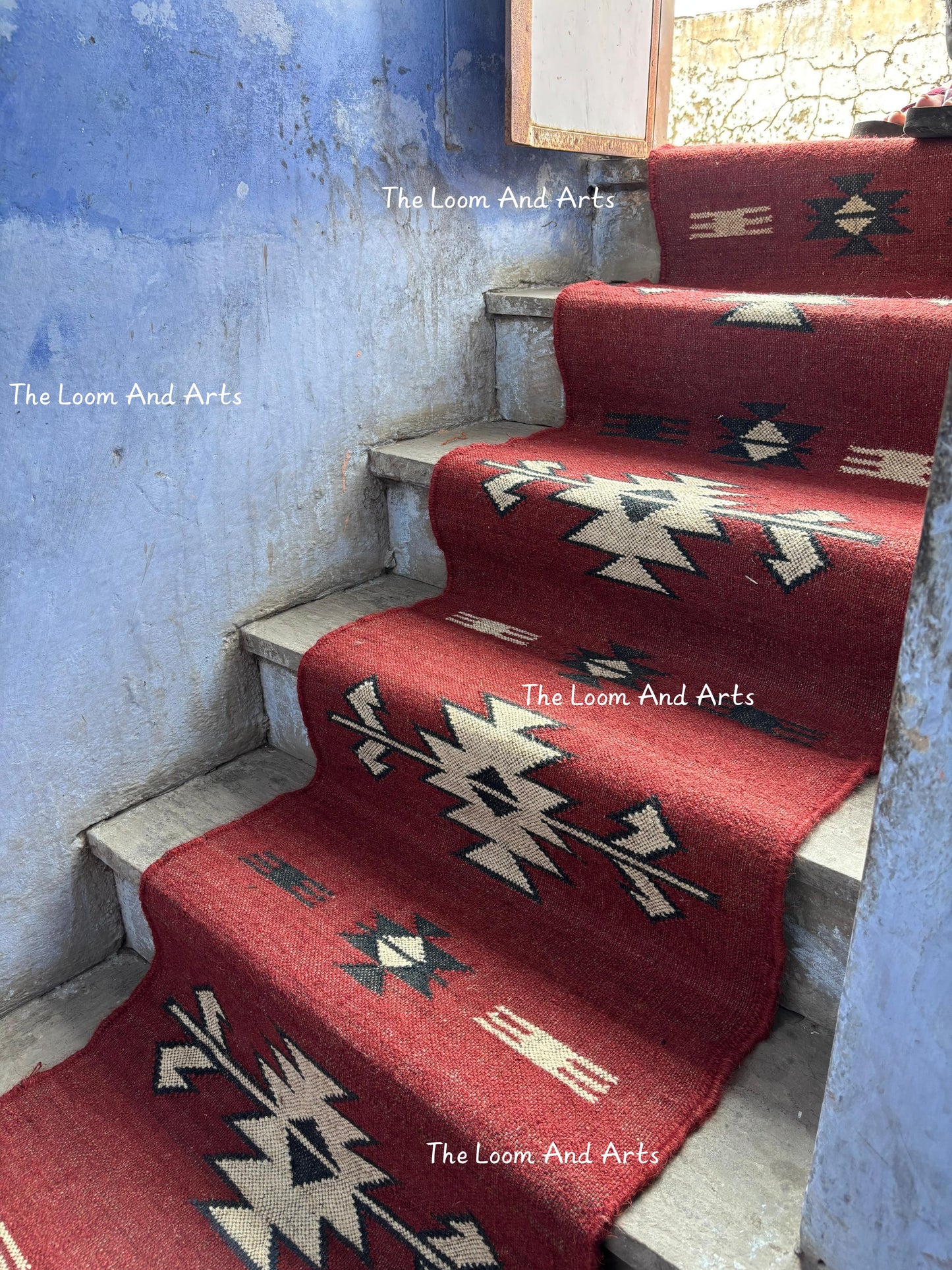 Jute Stair Runner, Staircase Runner Rug, Tribal Stair Runner