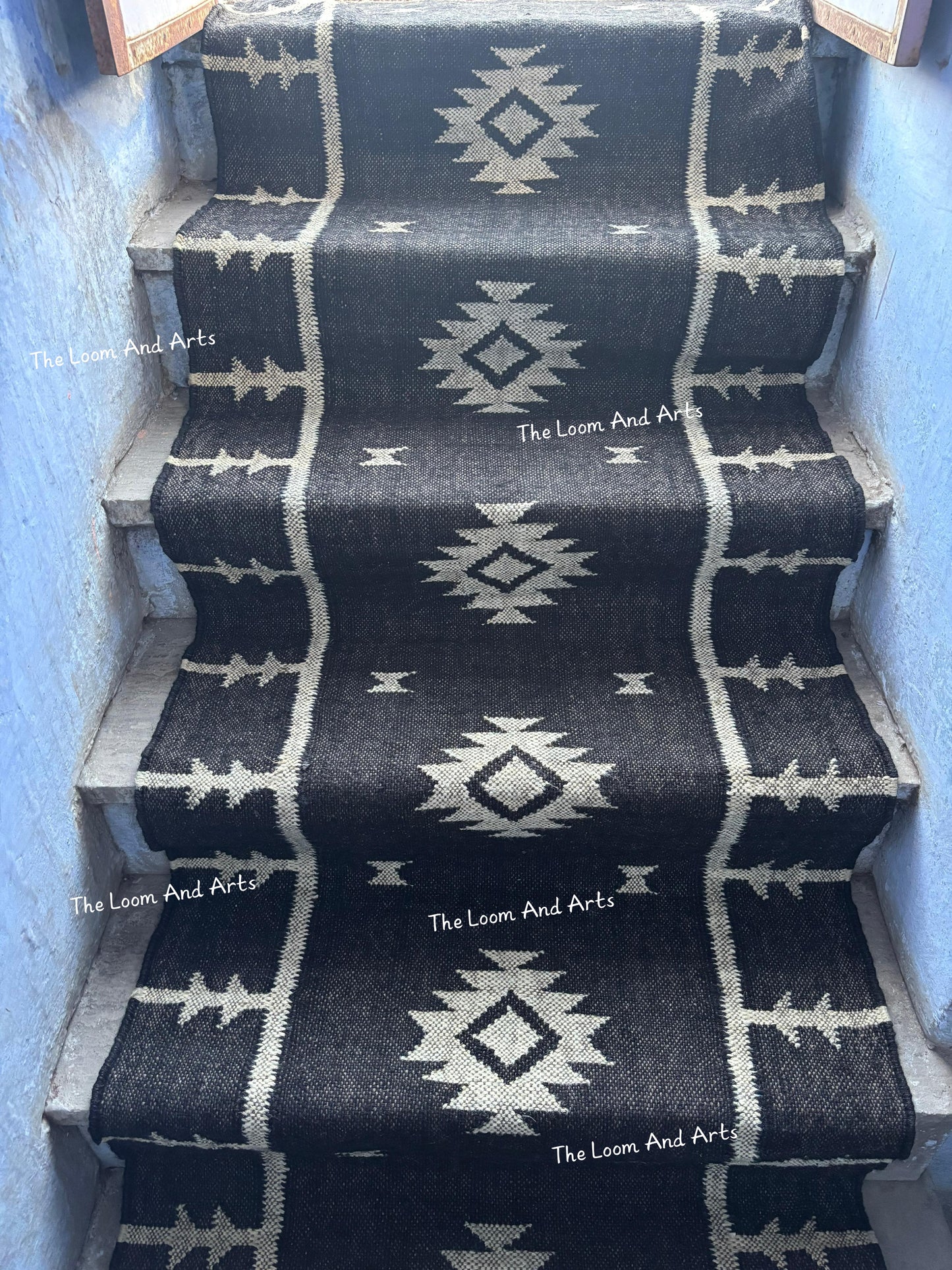 Jute Stair Runner, Staircase Runner Rug, Floral Stair Runner