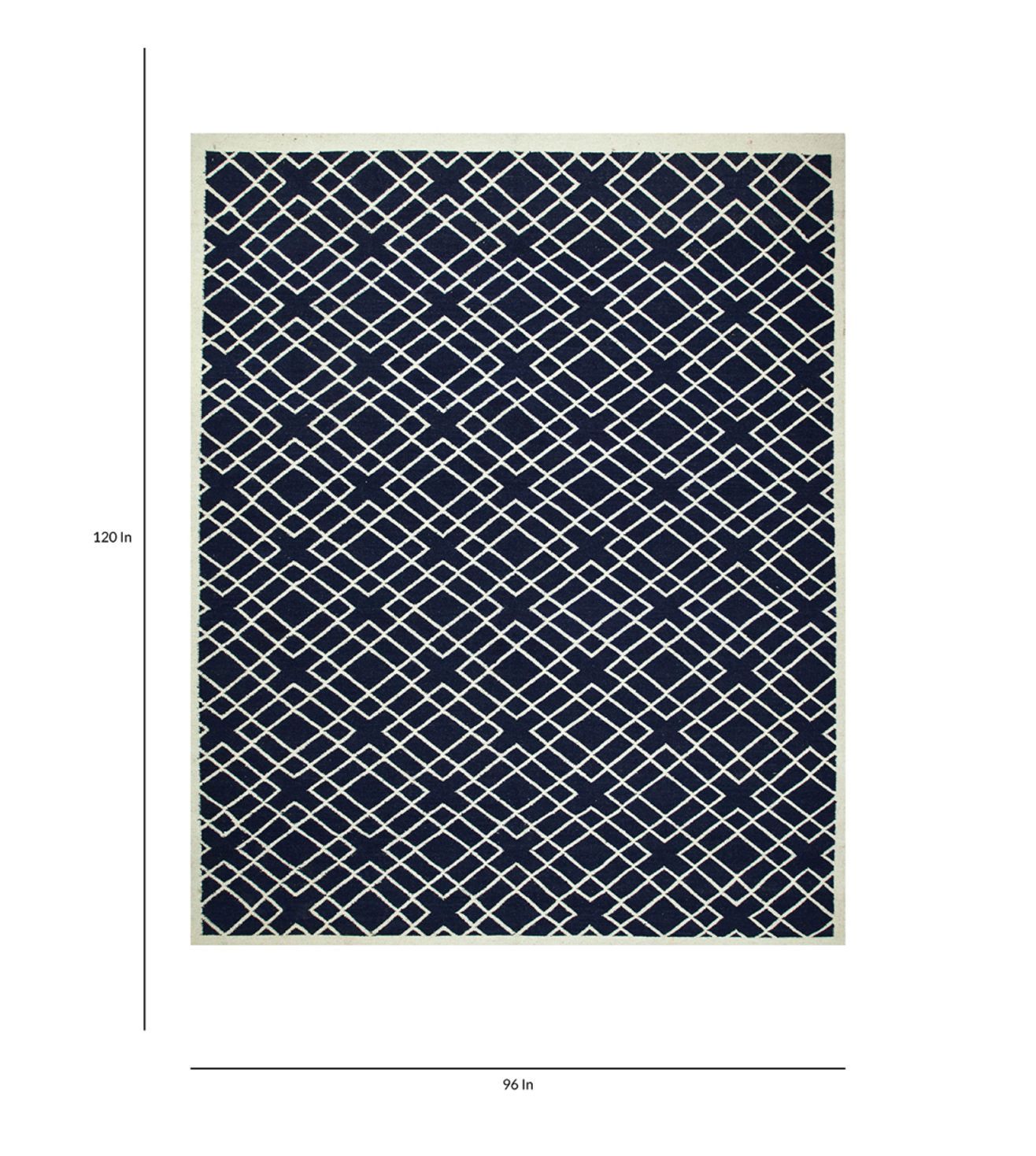 Navy Blue Flatweave Cotton Rug, Navy Dining Room Rug, Bedroom Cotton Navy Rug 9x12