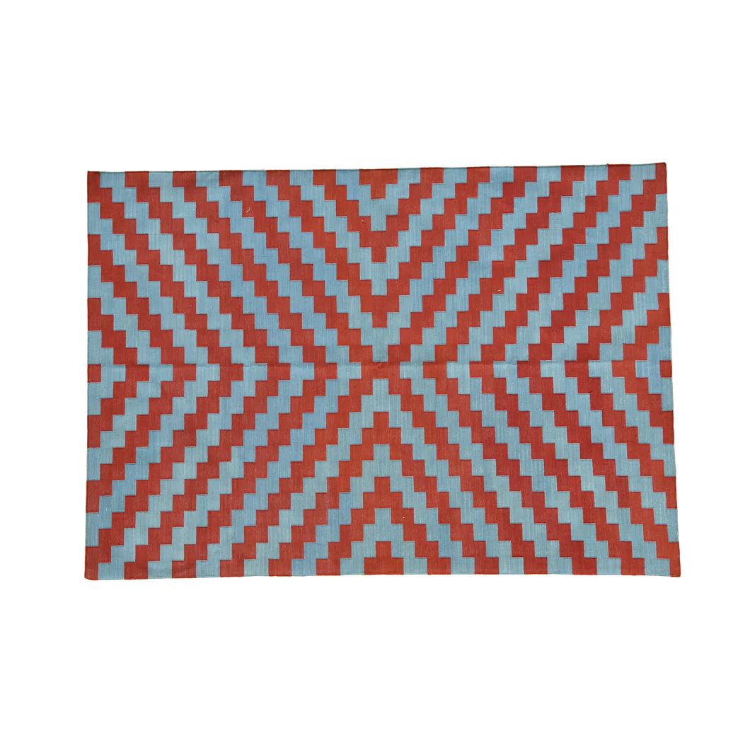 Red Flatweave Rug, Indoor Red Flatweave Rug, 9x12 Red Cotton Dhurrie, Red Room Rug 9x12