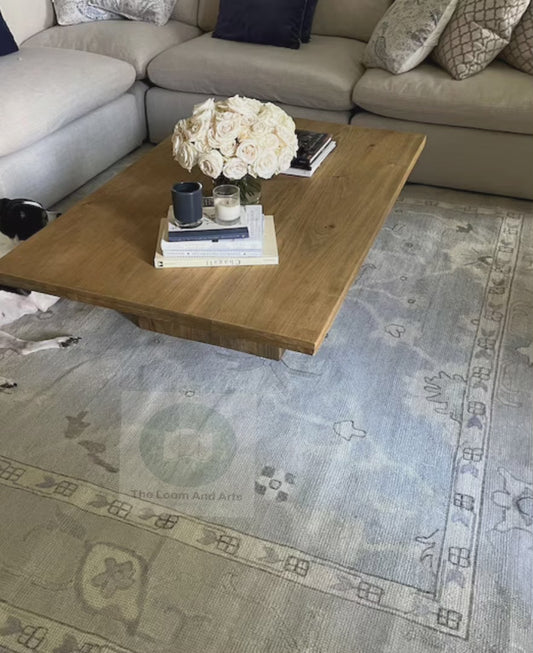 Gray Oushak Rug, 9x12 gray Oushak, Bedroom Oushak 9x12, Floral Oushak 10x12