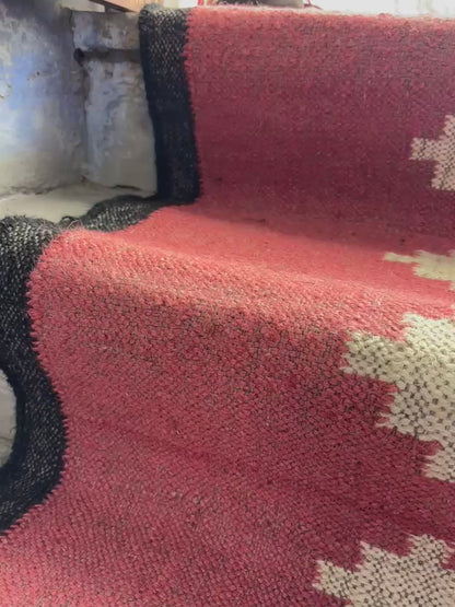 Red Jute Stair Runner, Staircase Runner Rug, Floral Stair Runner