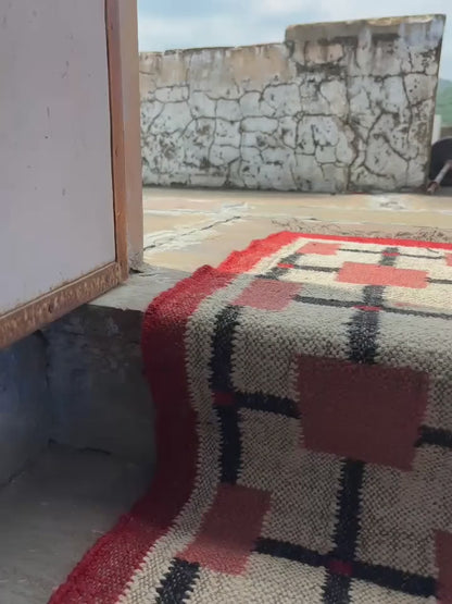 Red Jute Stair Runner, Staircase Runner Rug, Tribal Stair Runner