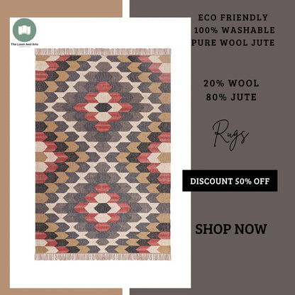 Modern Kilim Rug 9x12, Traditional Kilim Rug, Floral Wool Jute Rug, Bedroom Jute Rug 8x10