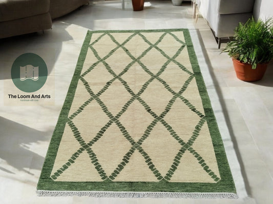 Green Oushak Rug, 9x12 Green Oushak Rug, Ivory And Green Oushak Bedroom Rug, Oushak Rug 9x12, Oushak Rug, 8x10 Green Oushak