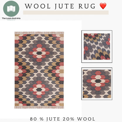 Modern Kilim Rug 9x12, Traditional Kilim Rug, Floral Wool Jute Rug, Bedroom Jute Rug 8x10