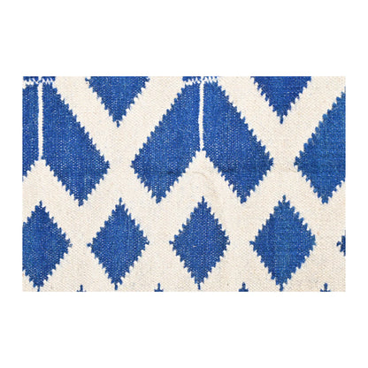 Floral Kilim Blue Rug, Indoor Blue Rug 9x12, Flatweave Royal Blue Rug 8x10