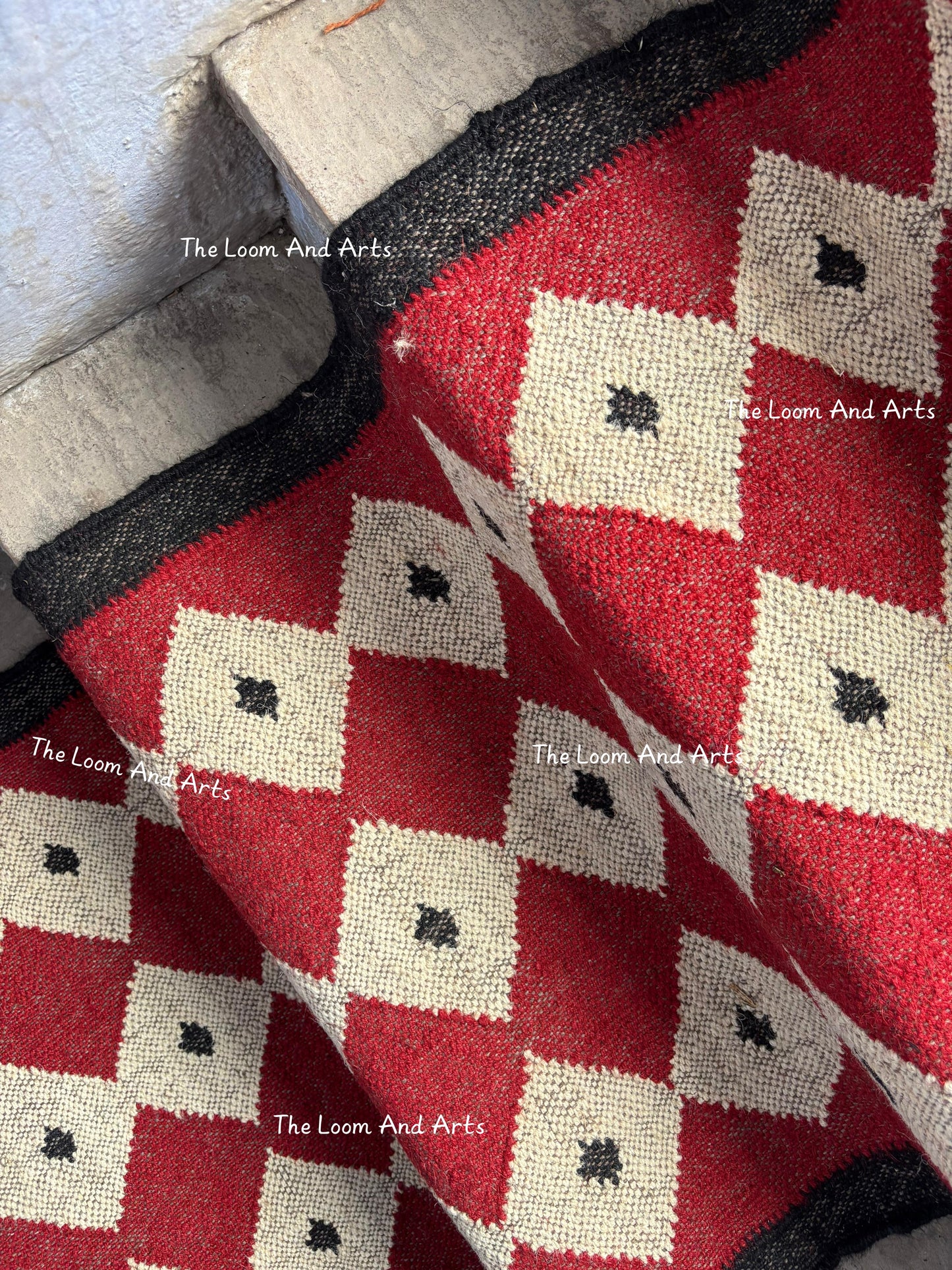 Red Jute Stair Runner, Staircase Runner Rug, Floral Stair Runner