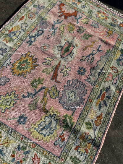 Ready Pink Oushak 5x7, 5x7 Oushak Rug, Modern Oushak 5x7