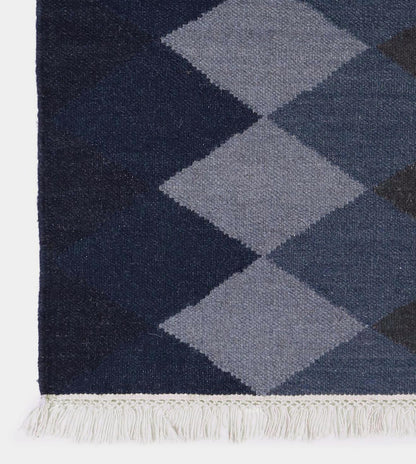 Zig Zag Navy Blue Dining Room Rug, 9x12 Flatweave Navy Blue Rug, Navy Blue Rug 8x10