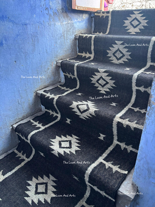 Jute Stair Runner, Staircase Runner Rug, Floral Stair Runner
