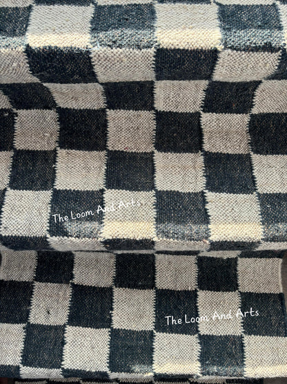 Black And White Jute Stair Runner, Modern Stair Runner, Floral Stair Rug