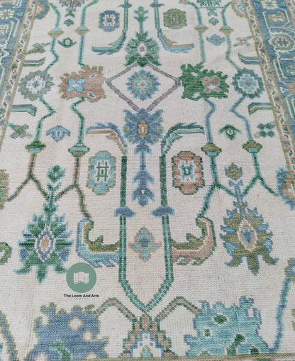 Green Oushak Rug, 9x12 Green Oushak Rug, Light Green Oushak Bedroom Rug, Oushak Rug 9x12, Area Oushak Rug, 8x10 Oushak Rug