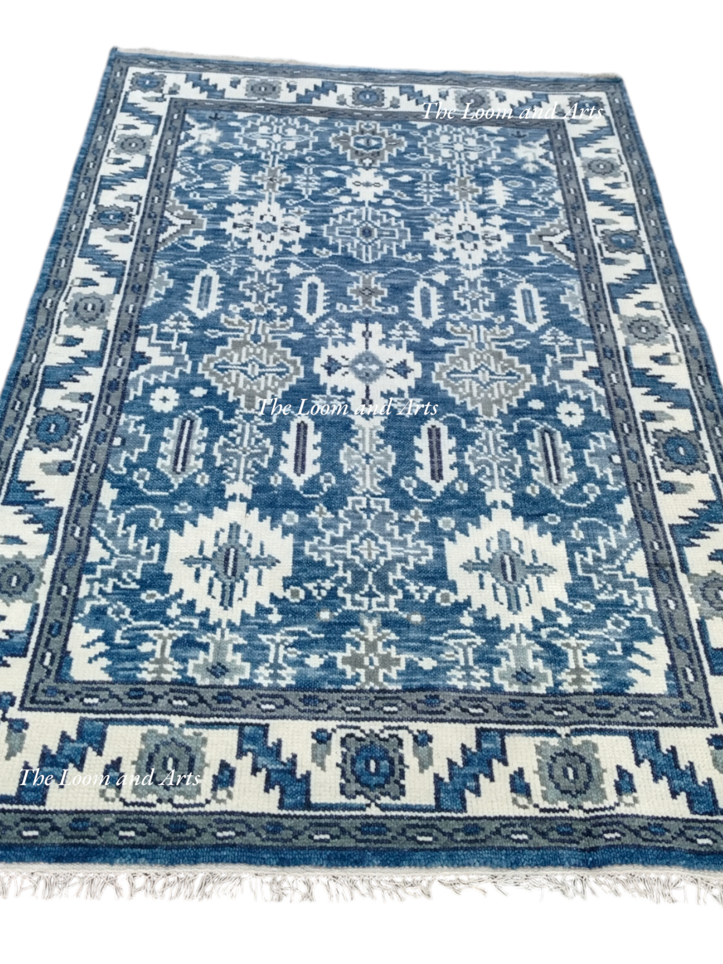 Blue Oushak 9x12, Bedroom Oushak Rug, light blue oushak 6x9