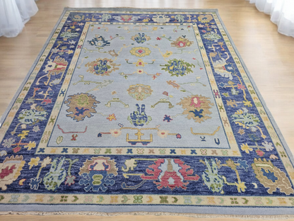 Oushak rug 9x12, Bedroom Oushak Rug, Modern Floral Oushak 9x12, 8x10 Oushak