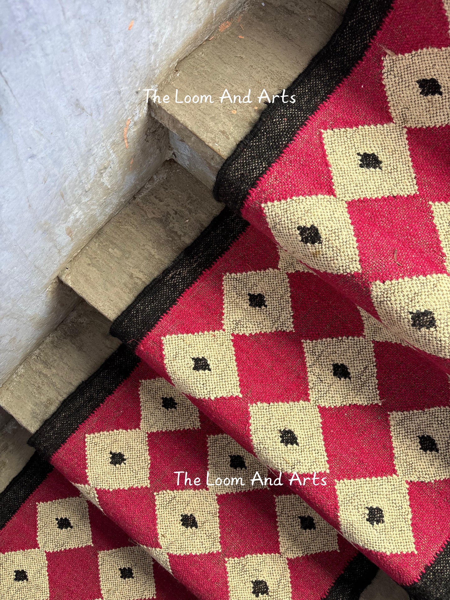 Pink Jute Stair Runner, Staircase Runner Rug, Floral Pink Stair Runner