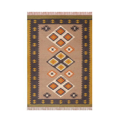 Multicolour Jute Kilim Rug 9x12, Traditional Kilim Rug, Wool Jute Area Rug 9x12, Bedroom Jute Rug