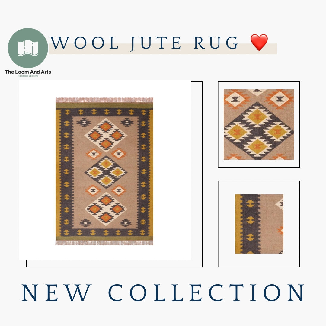 Multicolour Jute Kilim Rug 9x12, Traditional Kilim Rug, Wool Jute Area Rug 9x12, Bedroom Jute Rug