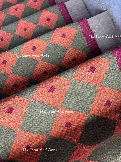 Green Jute Stair Runner, Staircase Runner Rug, Tribal Stair Runner