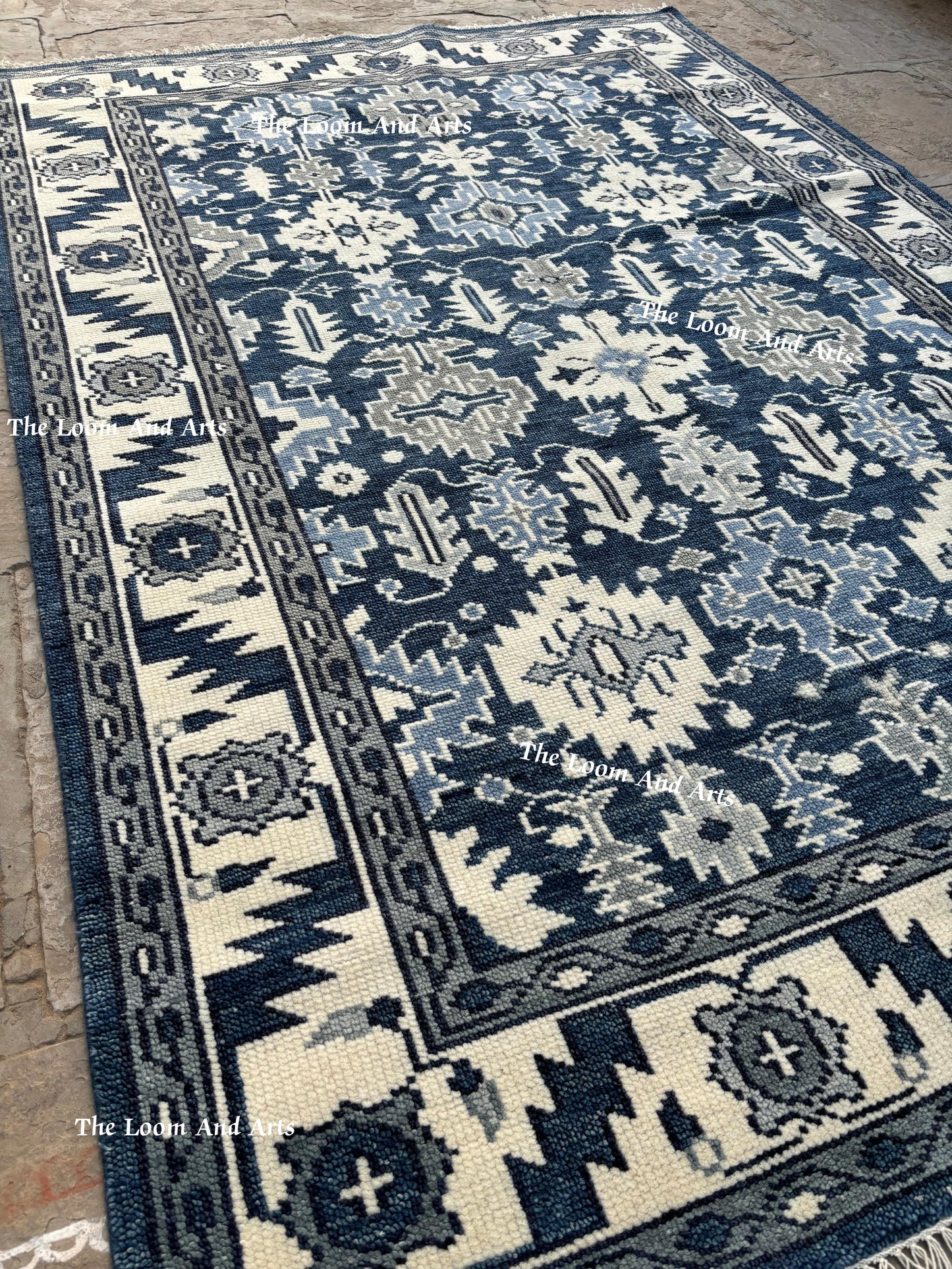 Blue Oushak 9x12, Bedroom Oushak Rug, 9x12 Oushak Rug, 8x10 Blue Oushak