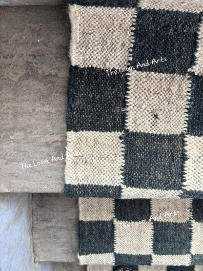 Black And White Jute Stair Runner, Modern Stair Runner, Floral Stair Rug