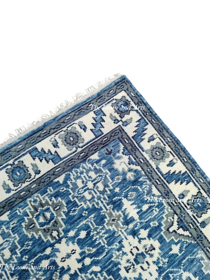 Blue Oushak 9x12, Bedroom Oushak Rug, light blue oushak 6x9