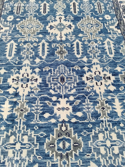 Blue Oushak 9x12, Bedroom Oushak Rug, light blue oushak 6x9