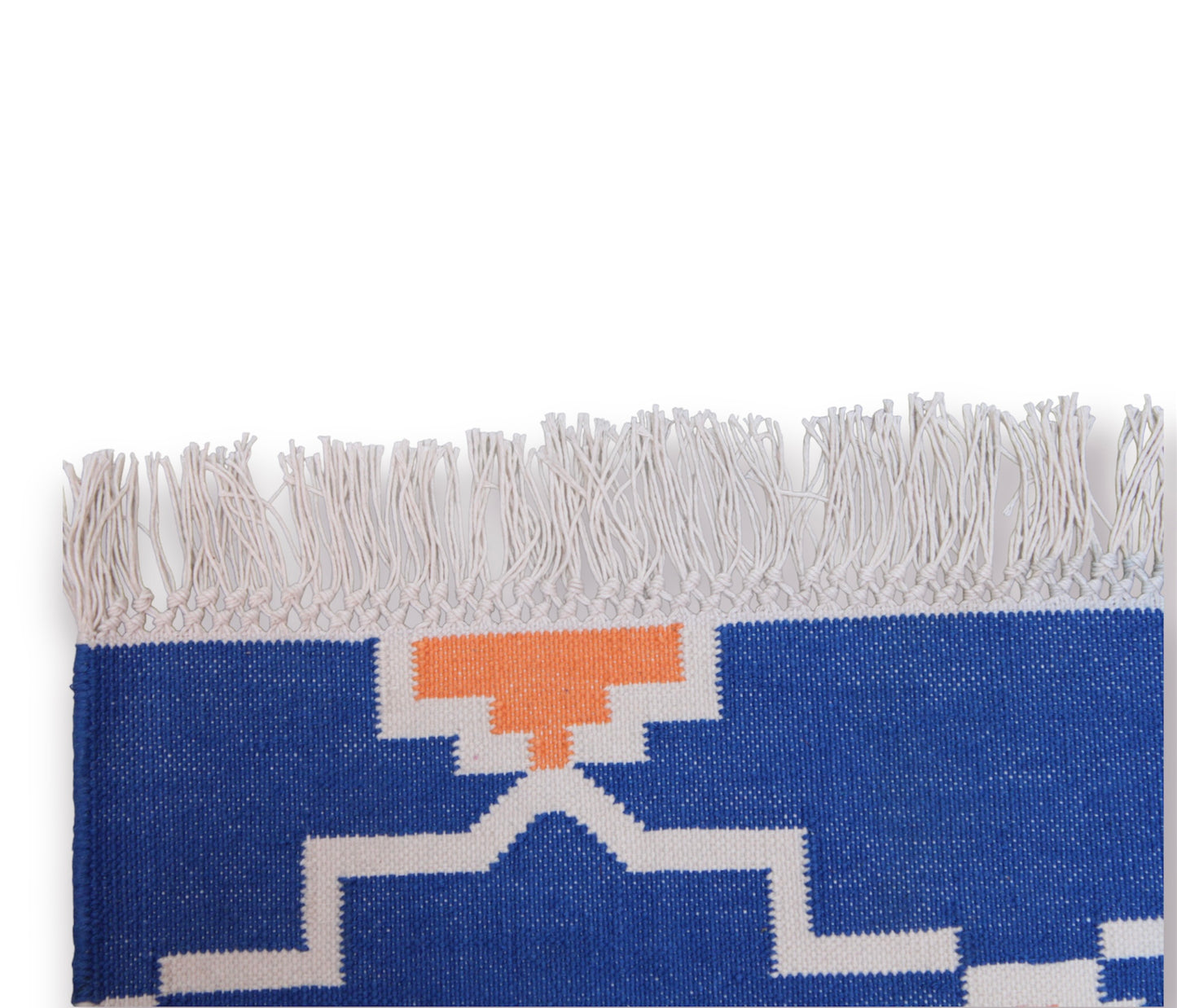 Blue Flatweave Rug, Modern Flatweave Rug, Cotton Dhurrie Rug, Flatweave Dining Room Rug