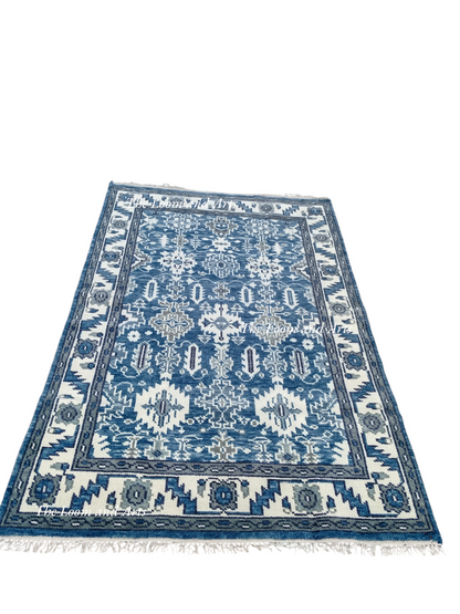 Blue Oushak 9x12, Bedroom Oushak Rug, light blue oushak 6x9