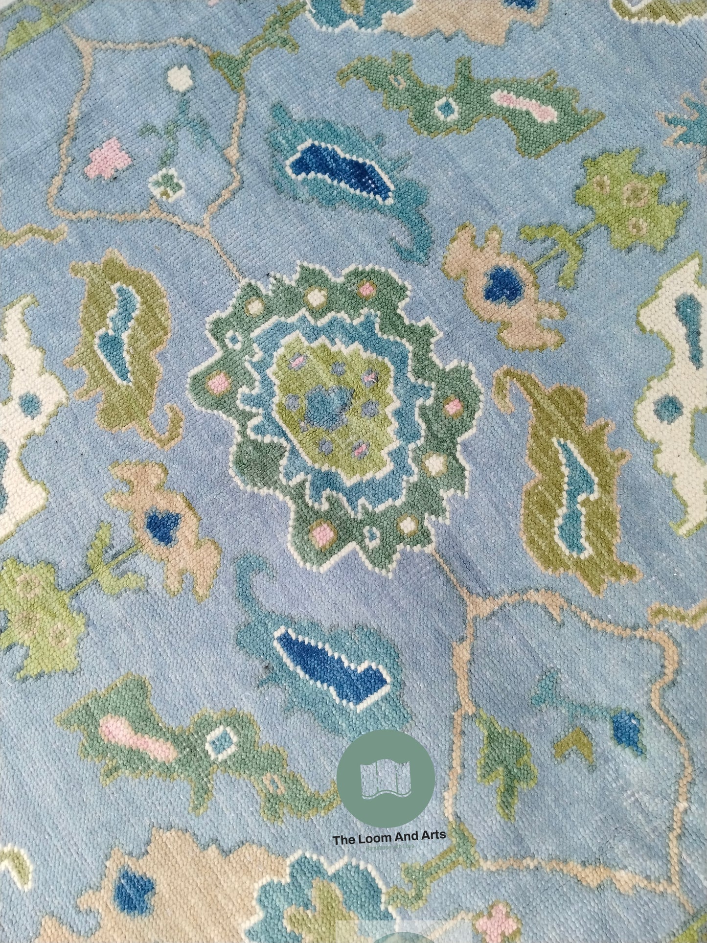 Blue modern Oushak 9X12, Modern Floral Oushak Rug, 9x12 Floral Oushak