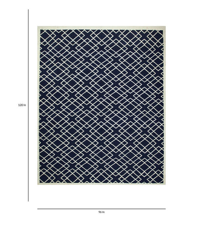 Navy Blue Flatweave Cotton Rug, Navy Dining Room Rug, Bedroom Cotton Navy Rug 9x12