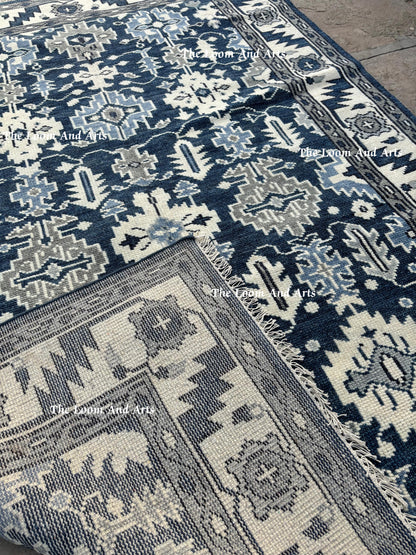 Blue Oushak 9x12, Bedroom Oushak Rug, 9x12 Oushak Rug, 8x10 Blue Oushak