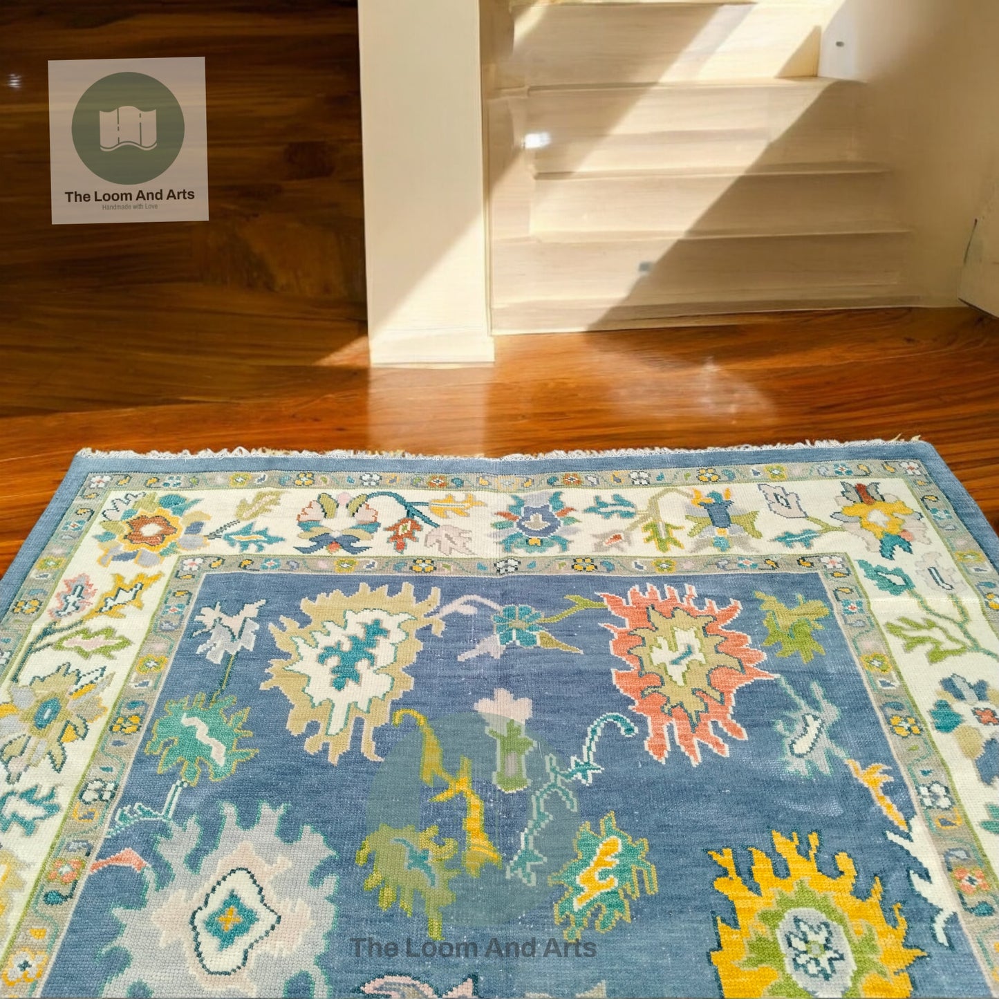 Blue Oushak 9x12, Oushak Area Rug, Modern Blue Oushak 9x12