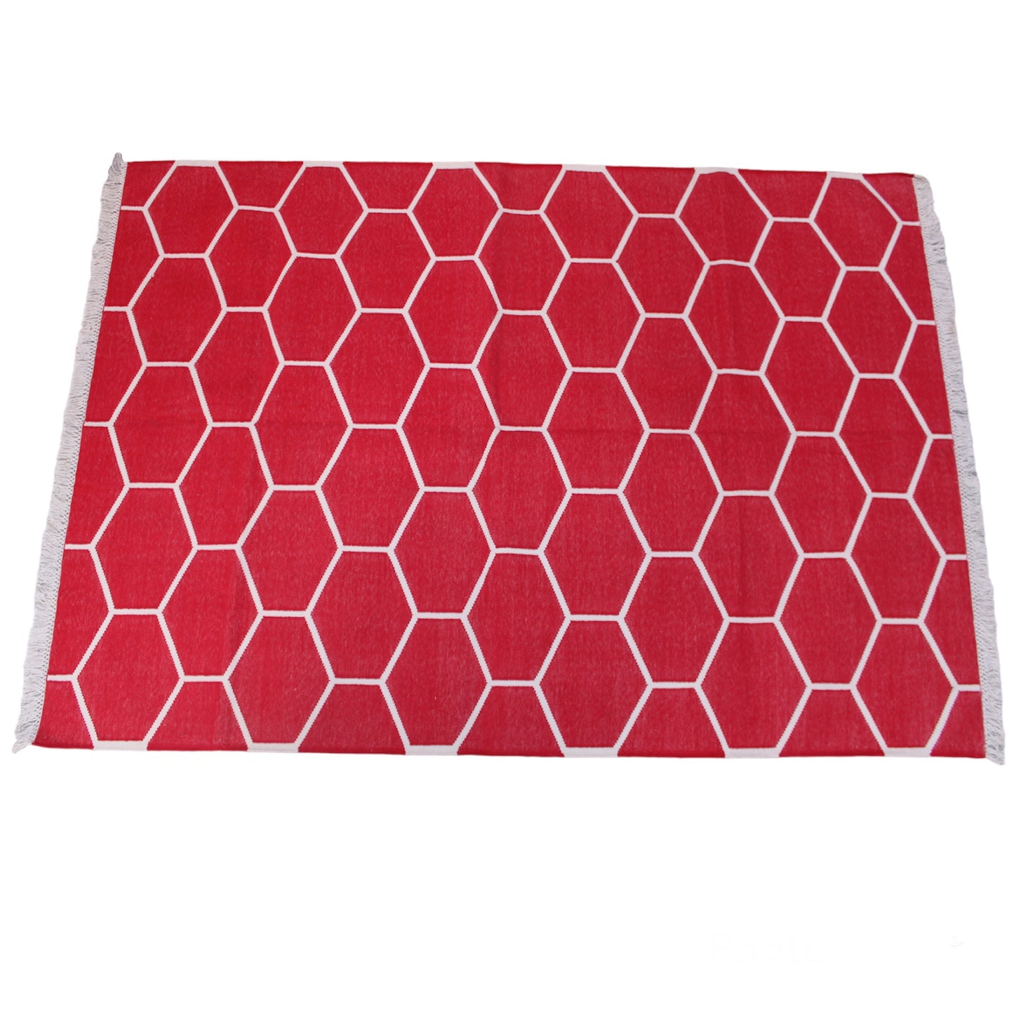 Red Flatweave Rug, Red Modern Flatweave Rug, Cotton Dhurrie Rug, Red Dining Room Rug