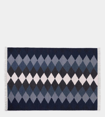 Zig Zag Navy Blue Dining Room Rug, 9x12 Flatweave Navy Blue Rug, Navy Blue Rug 8x10