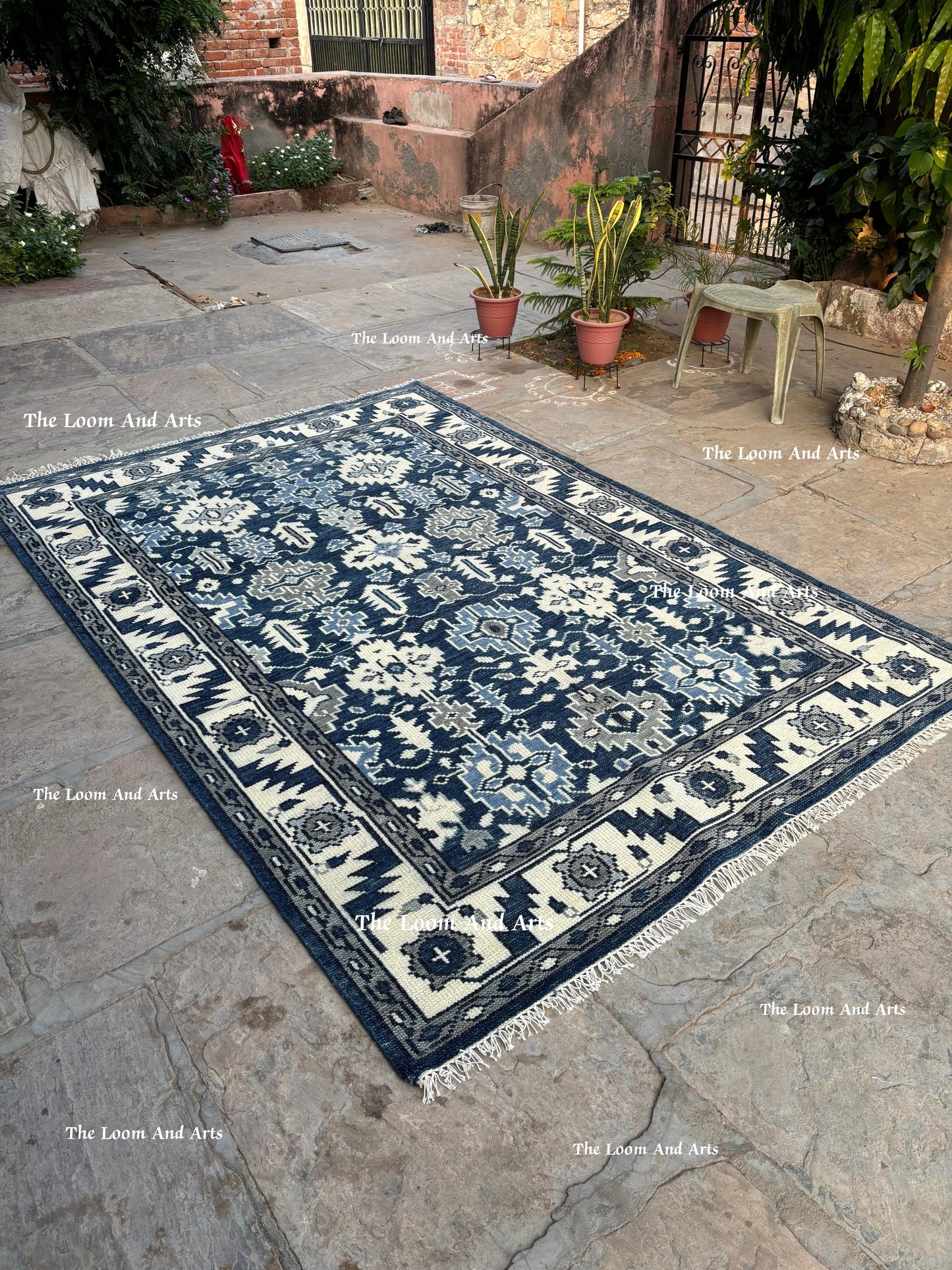 Blue Oushak 9x12, Bedroom Oushak Rug, 9x12 Oushak Rug, 8x10 Blue Oushak